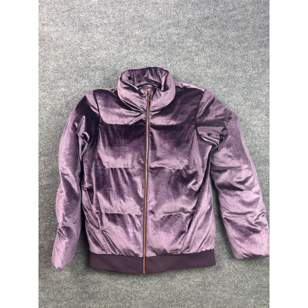 Sweaty Betty Puffer Jacket Women XS Purple Velvet Quilted Full Zip Bomber